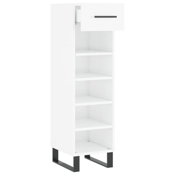 vidaXL Skoskap høyglans hvit 30x35x105 cm konstruert tre