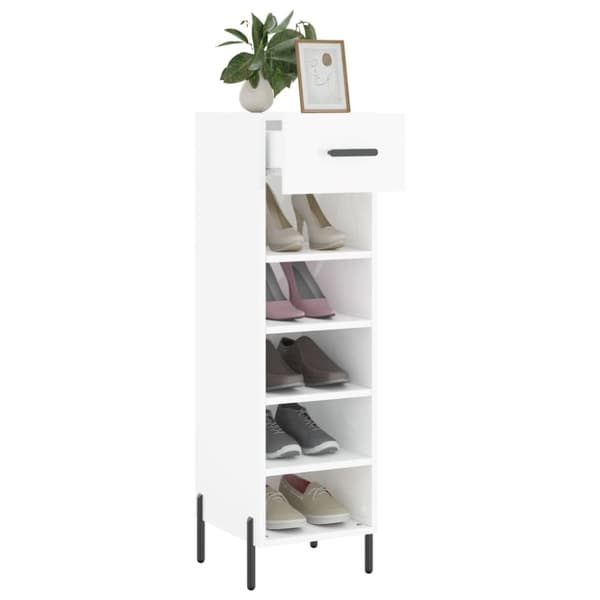 vidaXL skoreol 30x35x105 cm konstrueret træ hvid højglans