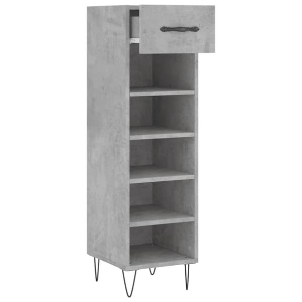 vidaXL Kenkäkaappi betoninharmaa 30x35x105 cm tekninen puu