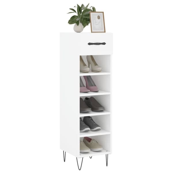 vidaXL Skohylle hvit 30x35x105 cm konstruert tre
