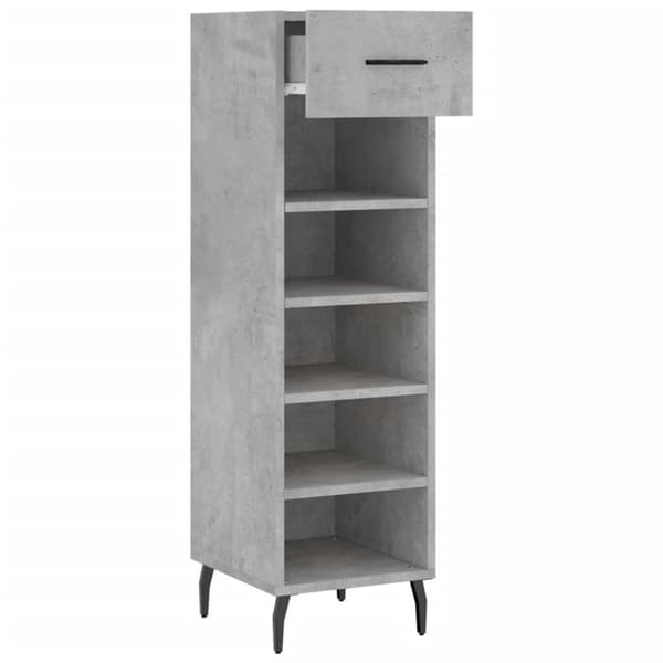 vidaXL Kenkäkaappi betoninharmaa 30x35x105 cm tekninen puu