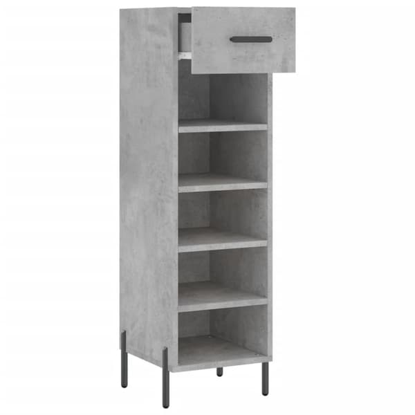 vidaXL Skohylle betonggrå 30x35x105 cm konstruert tre