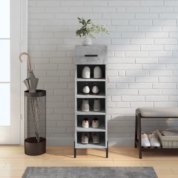 vidaXL Skohylle betonggrå 30x35x105 cm konstruert tre