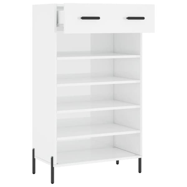 vidaXL Skoskåp vit högglans 60x35x105 cm konstruerat trä