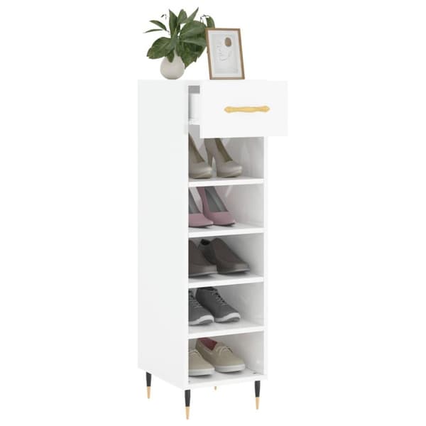 vidaXL skoreol 30x35x105 cm konstrueret træ hvid højglans
