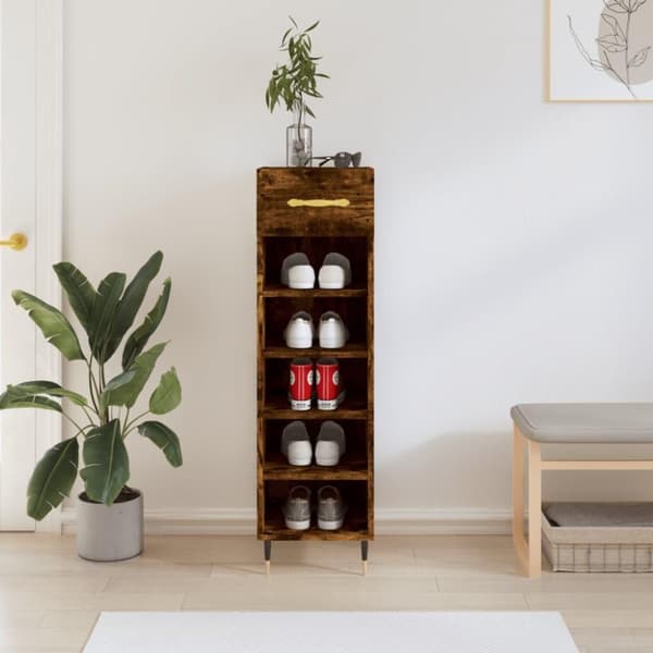 vidaXL skoreol 30x35x105 cm konstrueret træ røget egetræsfarve