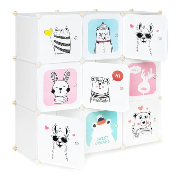 Leksaksskåp - 109x109x37cm - 9 dörrar - vit