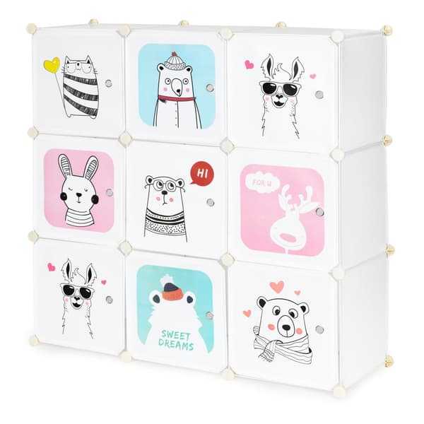 Leksaksskåp - 109x109x37cm - 9 dörrar - vit