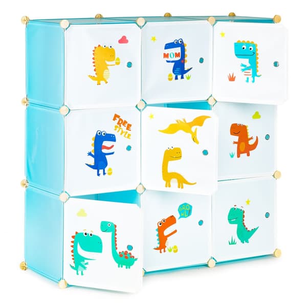 Leksaksskåp - 109x109x37cm - 9 dörrar - dinosaurie
