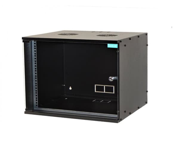 CABINET 19" SPACER    4U 515x450mm, fixare pe perete, Flatpack (dezasamblat),  Black, usa sticla cu blocare, otel 1.5mm, sarcina maxima 100Kg, "SPCW-4