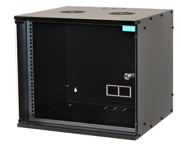 CABINET 19" SPACER    7U 515x450mm, fixare pe perete, Flatpack (dezasamblat),  Black, usa sticla cu blocare, otel 1.5mm, sarcina maxima 100Kg, "SPCW-7