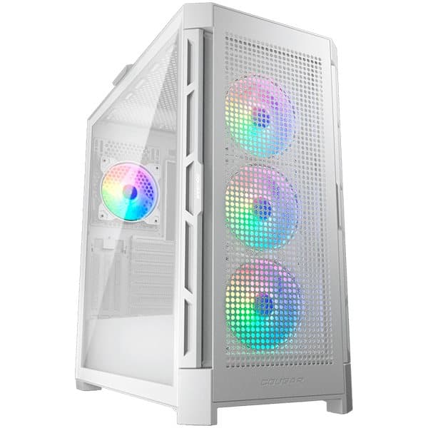COUGAR DUOFACE PRO RGB White, Mid-Tower, Tempered Glass + Airflow front panels, 4x 120mm ARGB fans, GPU Holder, mITX/mATX/ATX/CEB/E-ATX, 1x Type-C Gen