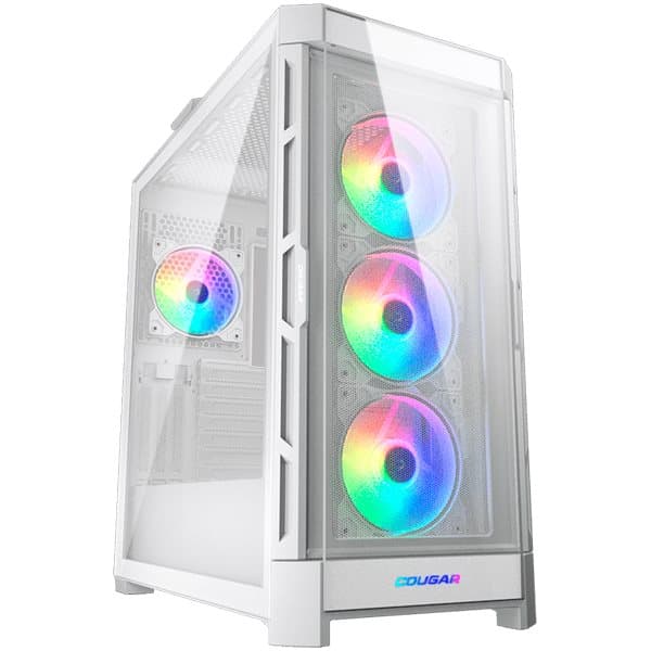 COUGAR DUOFACE PRO RGB White, Mid-Tower, Tempered Glass + Airflow front panels, 4x 120mm ARGB fans, GPU Holder, mITX/mATX/ATX/CEB/E-ATX, 1x Type-C Gen