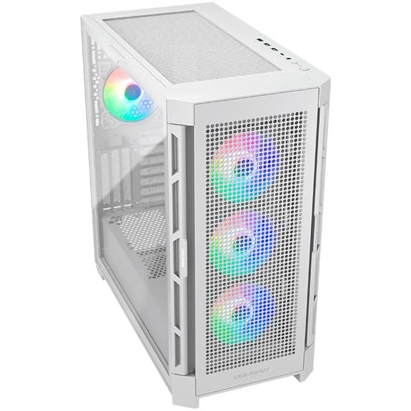 COUGAR DUOFACE PRO RGB White, Mid-Tower, Tempered Glass + Airflow front panels, 4x 120mm ARGB fans, GPU Holder, mITX/mATX/ATX/CEB/E-ATX, 1x Type-C Gen Hvid