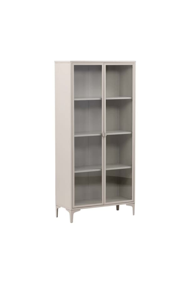 Piring vitrineskab 2 glaslåger beige.