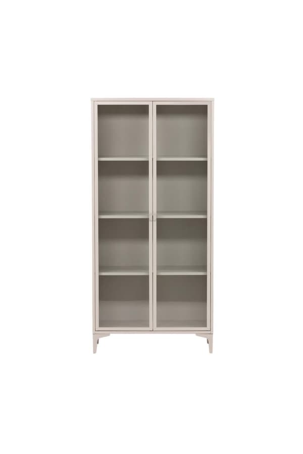 Piring vitrineskab 2 glaslåger beige.