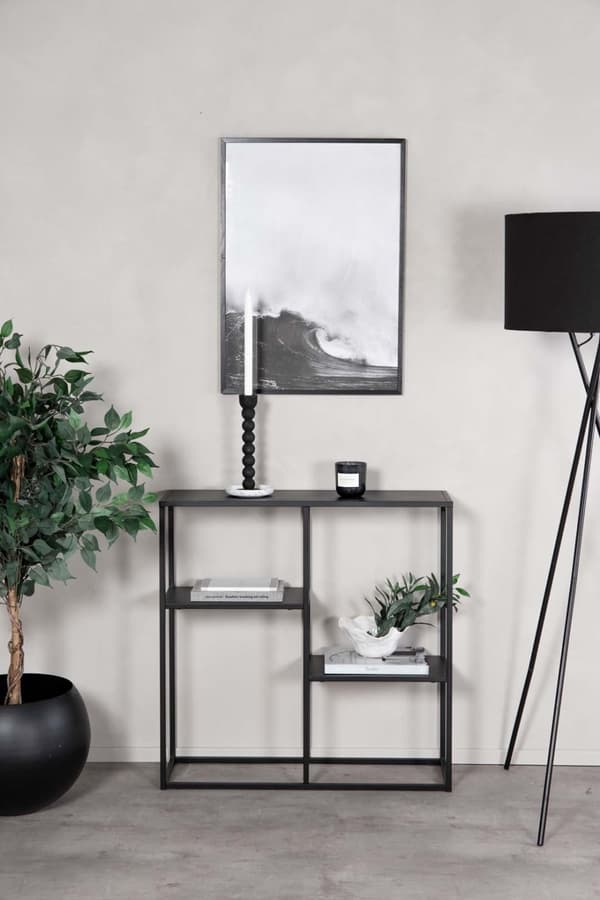 Staal reol 2 hylder sort.