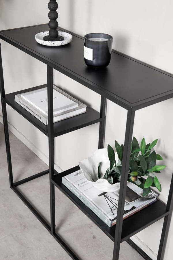 Staal reol 2 hylder sort.