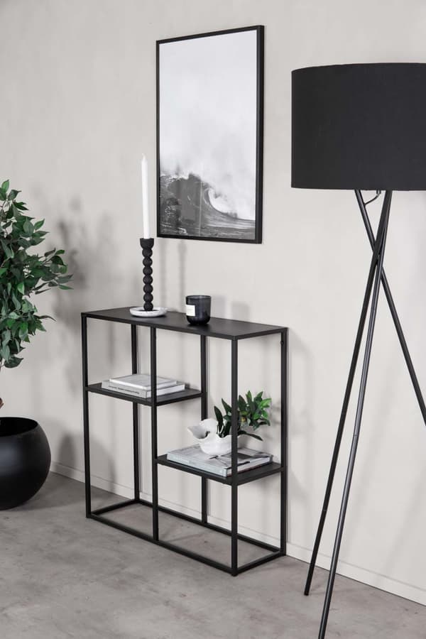 Staal reol 2 hylder sort.