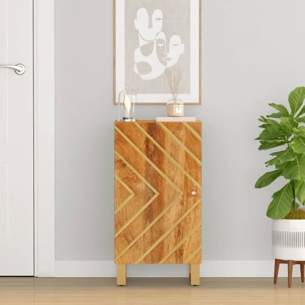 Sivukaappi ruskea ja musta 40x33,5x75 cm täysi mangopuu