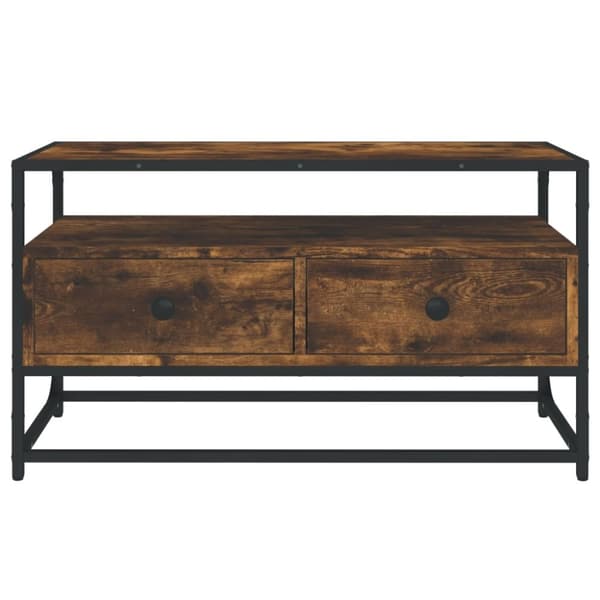 Tv-bänk rökfärgad ek 80x35x45 cm konstruerat trä