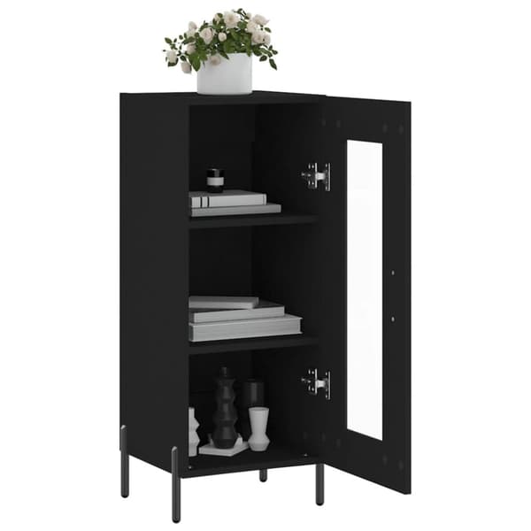 skænk 34,5x34x90 cm konstrueret træ sort