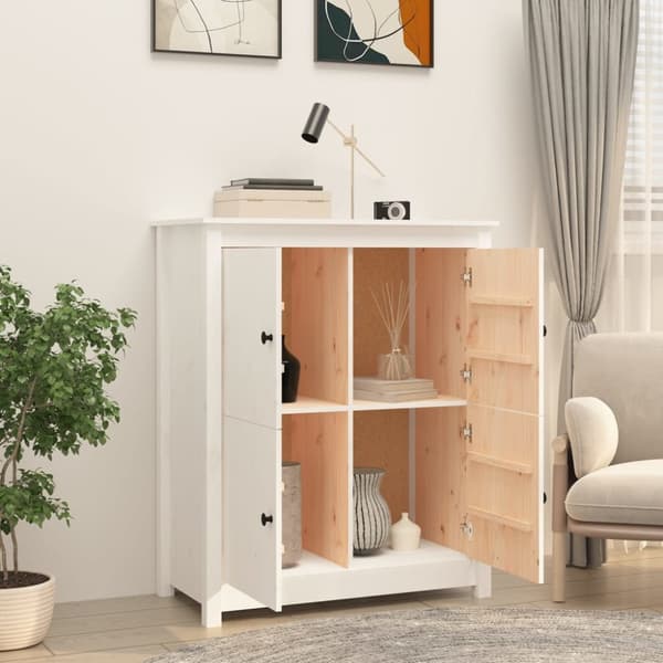 Skänk vit 83x41,5x100 cm massiv furu