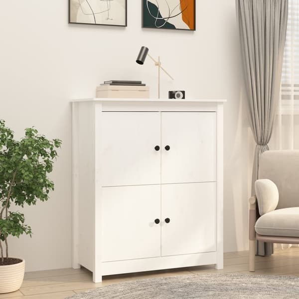 Skänk vit 83x41,5x100 cm massiv furu