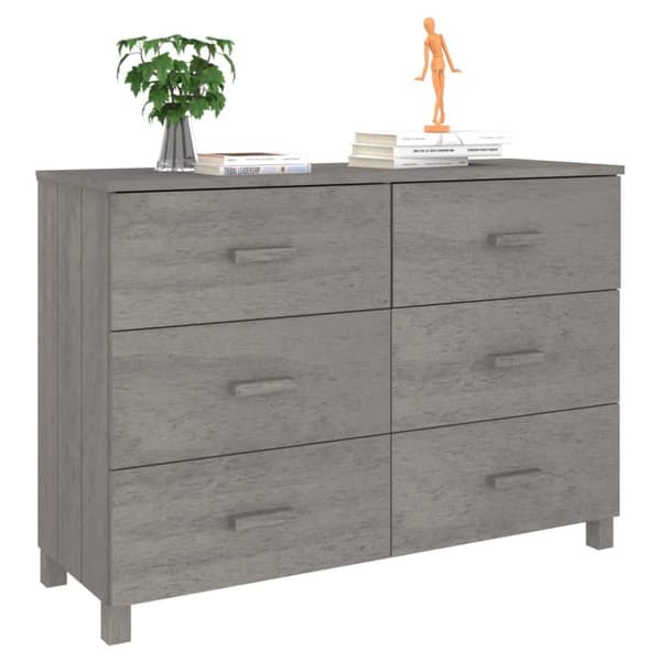 skænk HAMAR 113x40x80 cm massivt fyrretræ lysegrå