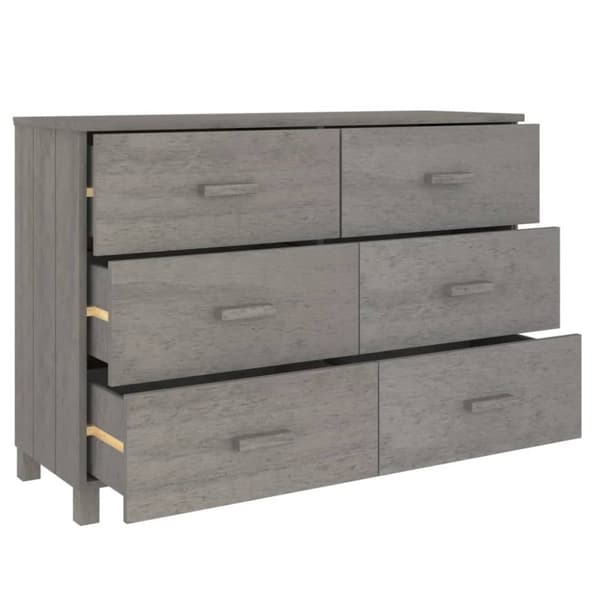 skænk HAMAR 113x40x80 cm massivt fyrretræ lysegrå