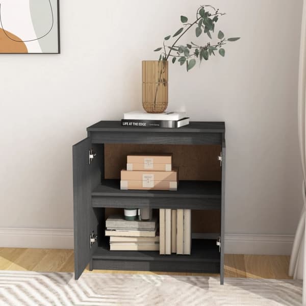 skab 60x36x65 cm massivt fyrretræ grå