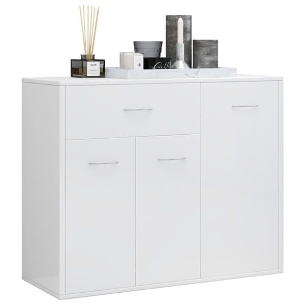skænk 88x30x70 cm konstrueret træ hvid højglans