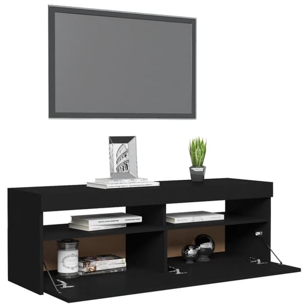 TV-bänk med LED-belysning svart 120x35x40 cm