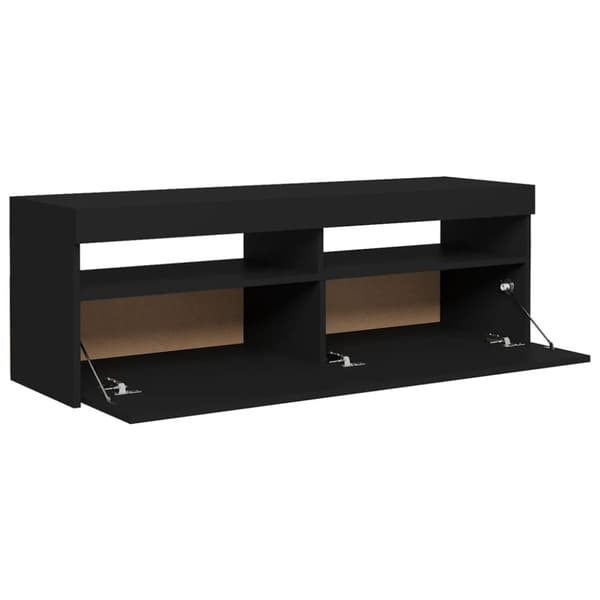 TV-bänk med LED-belysning svart 120x35x40 cm