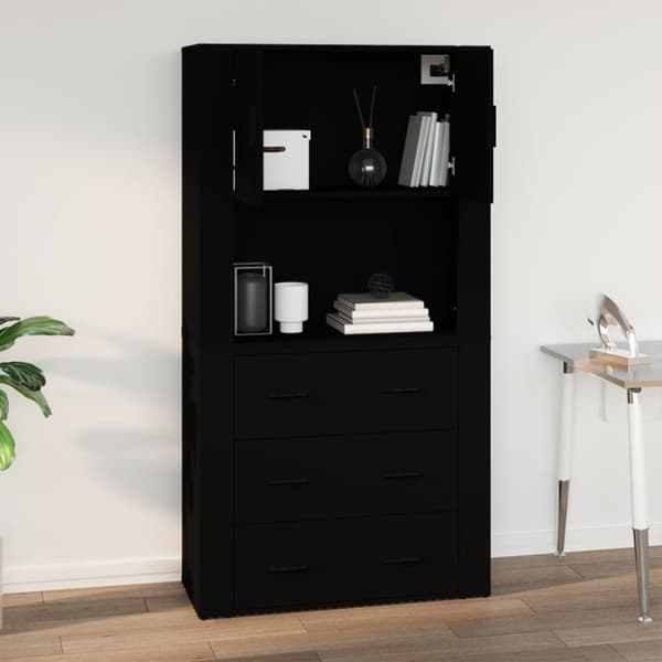 vægskab 80x33x80 cm konstrueret træ sort