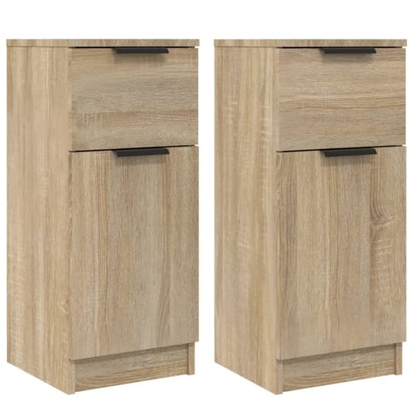 skænke 2 stk. 30x30x70 cm konstrueret træ sonoma-eg