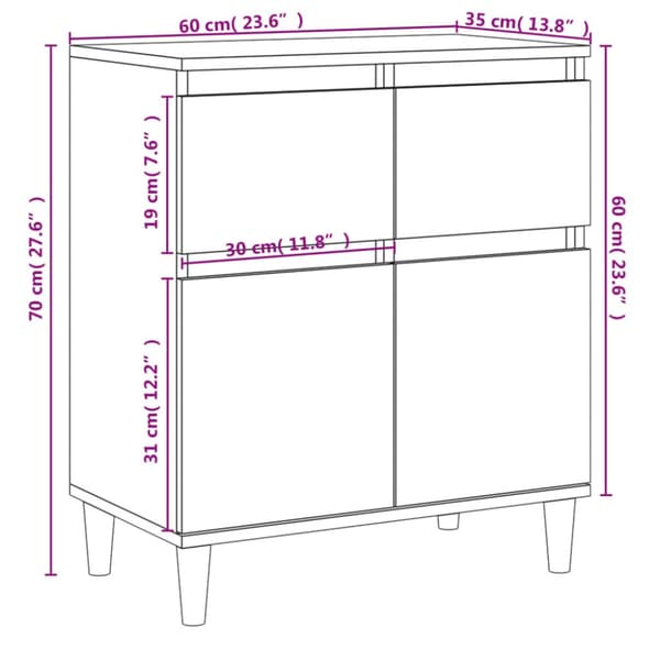 skænk 60x35x70 cm konstrueret træ grå sonoma-eg