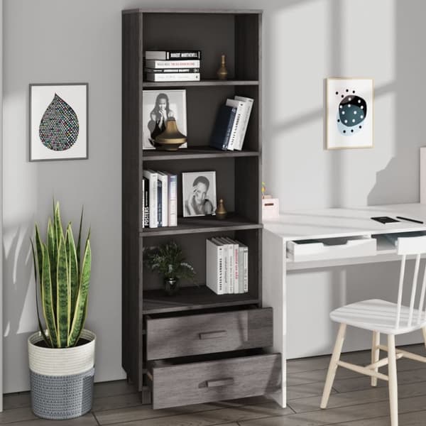 højskab HAMAR 60x35x180 cm massivt fyrretræ lysegrå