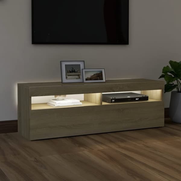 TV-bänk med LED-belysning sonoma-ek 120x35x40 cm