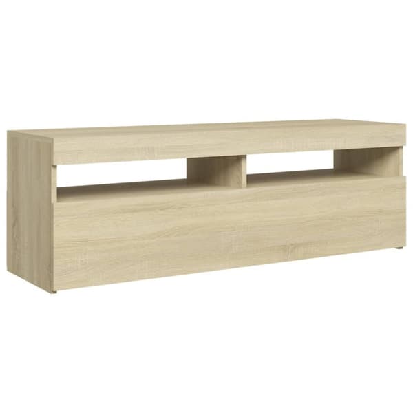 TV-bänk med LED-belysning sonoma-ek 120x35x40 cm
