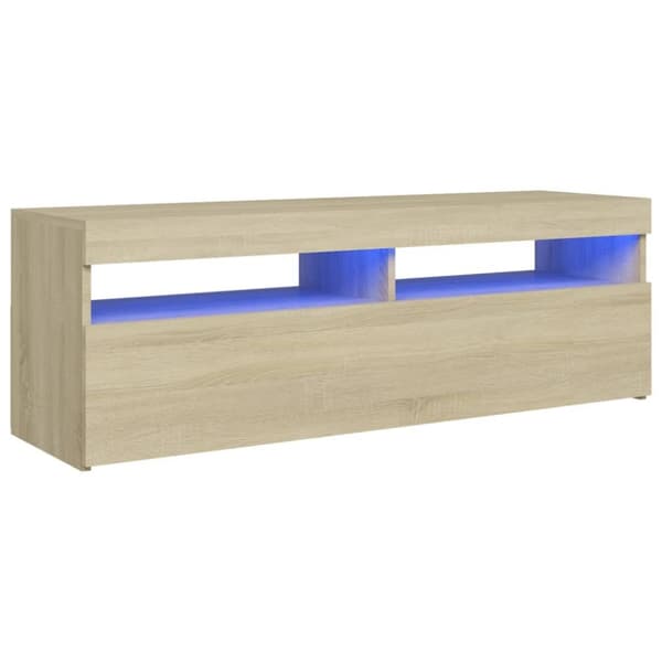 TV-bänk med LED-belysning sonoma-ek 120x35x40 cm