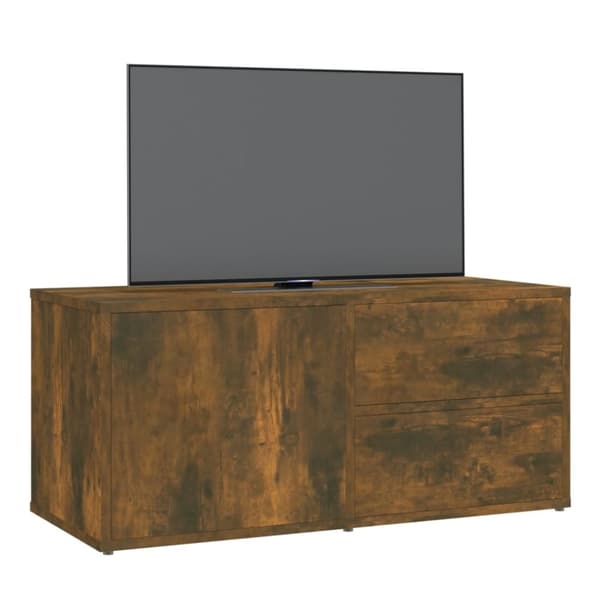 Tv-bänk rökfärgad ek 80x34x36 cm konstruerat trä