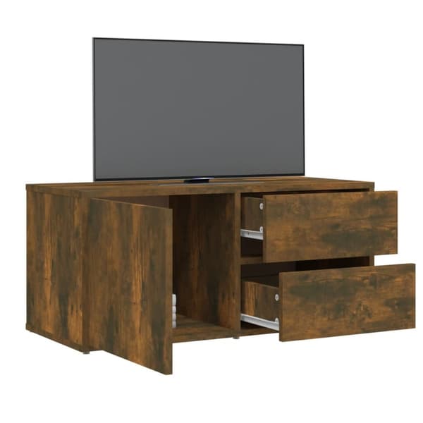 Tv-bänk rökfärgad ek 80x34x36 cm konstruerat trä
