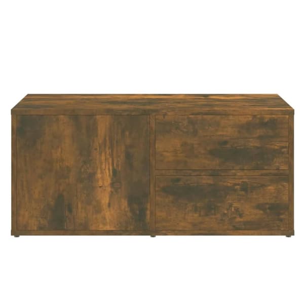 Tv-bänk rökfärgad ek 80x34x36 cm konstruerat trä