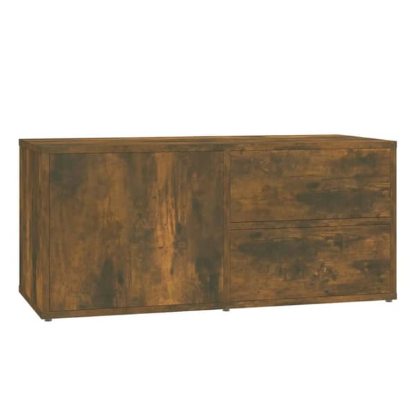 Tv-bänk rökfärgad ek 80x34x36 cm konstruerat trä