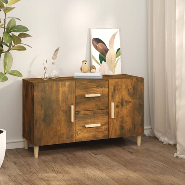 skænk 100x36x60 cm konstrueret træ røget egetræsfarve