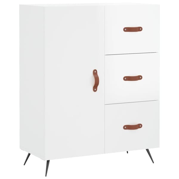 skænk 69,5x34x90 cm konstrueret træ hvid højglans