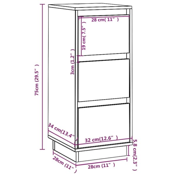 Senkit 2 kpl hunajanruskea 32x34x75 cm täysi mänty