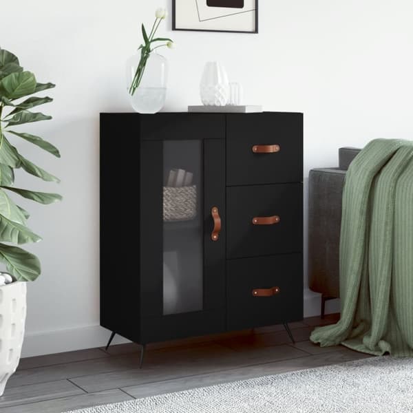 skænk 69,5x34x90 cm konstrueret træ sort