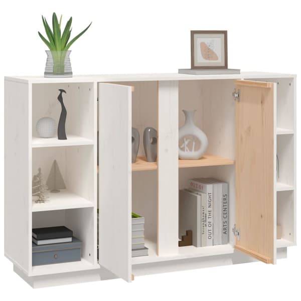 skænk 120x35x80 cm massivt fyrretræ hvid